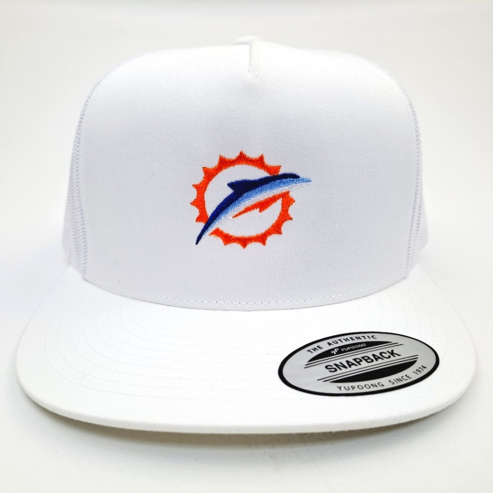 Miami Dolphins Flat Bill Trucker Mesh Snapback White Oliver Anthony Music